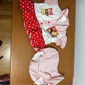 Vintage Disney Babies Red and White Polka Dot Romper